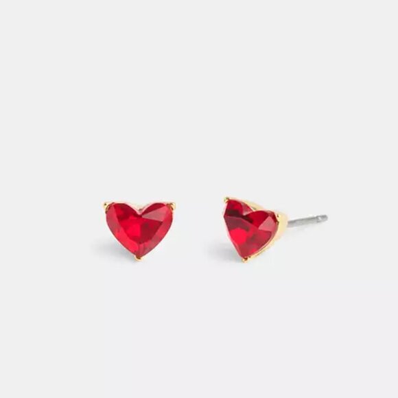 Coach Halo Heart Stud Earrings NWT - Picture 2 of 4